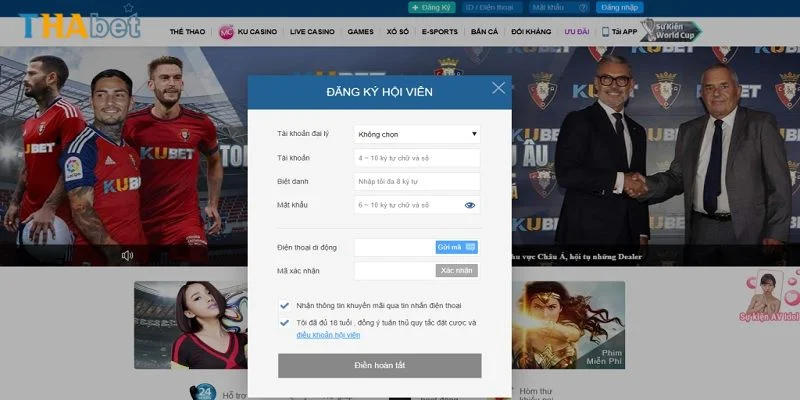 Quy trình đăng ký tài khoản chơi tại nhà cái Thabet rất nhanh gọn, dễ dàng.